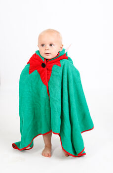Personalised Christmas Elf Bamboo Soft Hooded Towel, 8 of 9