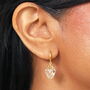 Glass Strawberry Charm Hoop Earrings In Gold Plating, thumbnail 1 of 3