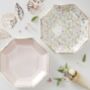 Rose Gold Foiled Floral Paper Plates, thumbnail 1 of 2
