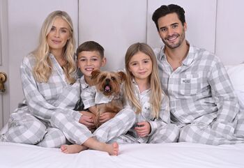 Unisex Kids Brushed Woven Grey Check Pyjama, 3 of 3