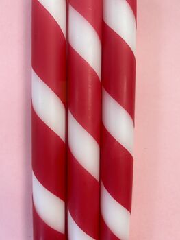 Red And White Stripe Christmas Candles 'Candy Canes', 2 of 4