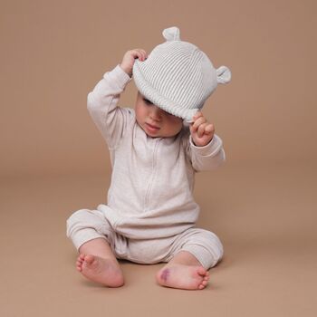 Organic Baby Bear Beanie Hat, 7 of 10