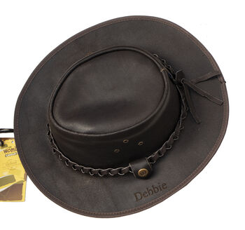 Personalised Wombat Outback Leather Hat, 3 of 8