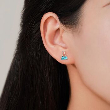 Sterling Silver Chemistry Flask Stud Earrings, 3 of 11
