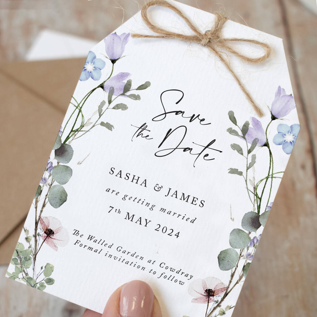 'Periwinkle Floral' Save The Date Cards