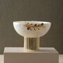 Handmade Olive White Marble Pedestal Bowl, thumbnail 1 of 2