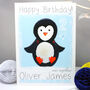 Personalised Penguin Blue Birthday Card, thumbnail 2 of 6