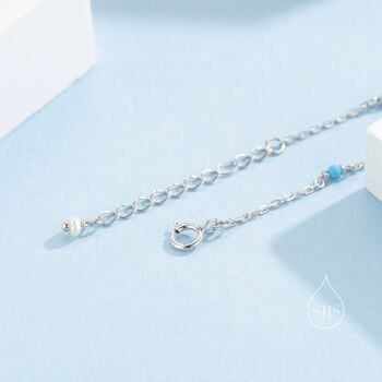 Sterling Silver 2mm Turquoise Beaded Satellite Chain Bracelet, 4 of 12