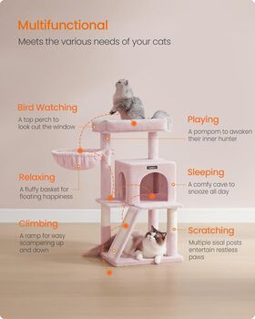 96cm Cat Tree Tower Light Grey With Side Slope, 3 of 9