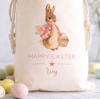Personalised Rabbit Drawstring Easter Sacks, 2 of 2