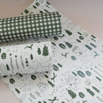 Green Gingham Christmas Wrapping Paper Set, 5 of 5