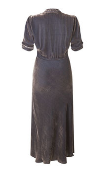 1940s Style Silk Velvet Dress In Mink, 3 of 3