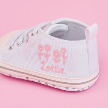 Personalised Floral Design Baby High Top Shoes, 2 of 4