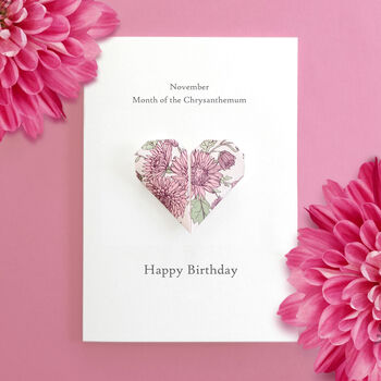 Personalised Birth Flower Origami Heart Card, 12 of 12