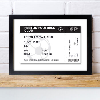 Personalised Football Ticket A4 Black Framed Print, 2 of 7