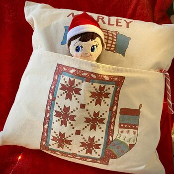 Personalised Toy Bed Pocket Cushion For Christmas, 2 of 8