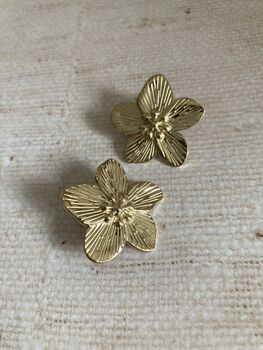 Dainty Gold Flower Stud Earrings, 2 of 4