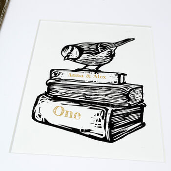 Personalised 'Books' First Wedding Anniversary Print, 2 of 9
