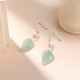 Sterling Silver Dangling Carved Jade Leaf Earrings With Natural Freshwater Pearls, thumbnail 1 of 12