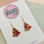 Gold And Red Christmas Tree Glitter Resin Earrings / Festive Jewellery / Christmas Gift, thumbnail 7 of 10