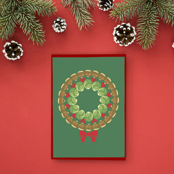 Brussels Sprouts Pattern Christmas Cards Pack Of Five, 3 of 6