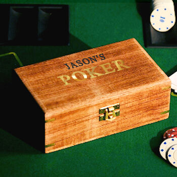 Personalised Luxury Poker Set In Wooden Box, 3 of 4