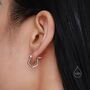 Sterling Silver Pentagon Shape Huggie Hoop Earrings, thumbnail 8 of 10