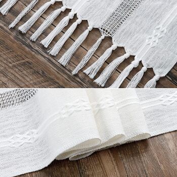 Wide Hollow Ivory Color Cotton Linen Table Runner, 7 of 7