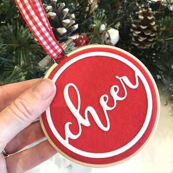 Set Of Three Embroidery Hoop Christmas Tree Decorations, 4 of 7