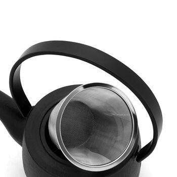 Cast Iron Teapot Kobe 1200ml Black Steel Mesh Filter, 3 of 6