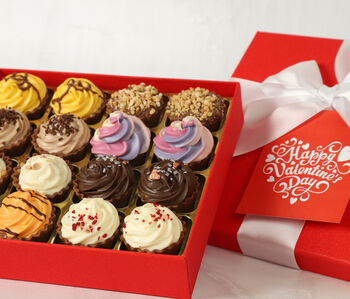 Red Valentines Day 16 Cupcake Style Chocolate Gift Box. Perfect Gift For Valentine's Day, 2 of 2