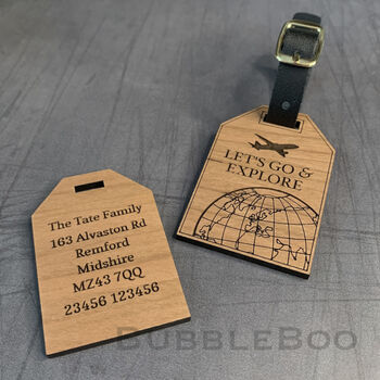 Personalised Engraved Wooden Luggage Tag, 2 of 7