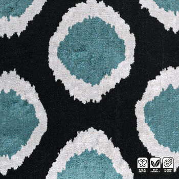 Silk Ikat Velvet Cushion Cover Teal Blue Dots 40x40cm, 4 of 5