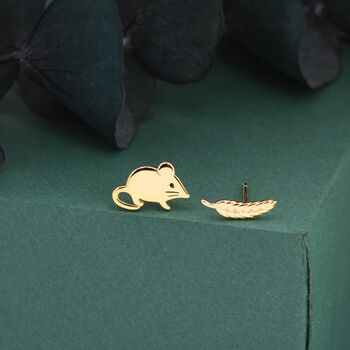 Sterling Silver Mouse And Wheat Stud Earrings, 3 of 11