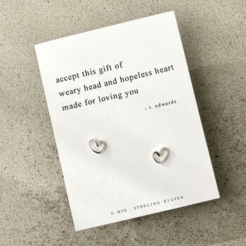 Loving You Haiku Poem Silver Heart Earrings, 3 of 4