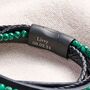 Personalised Malachite Bead Leather Layered Bracelet, thumbnail 2 of 5