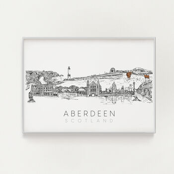 Aberdeen City Skyline Black And White Art Print, 4 of 6
