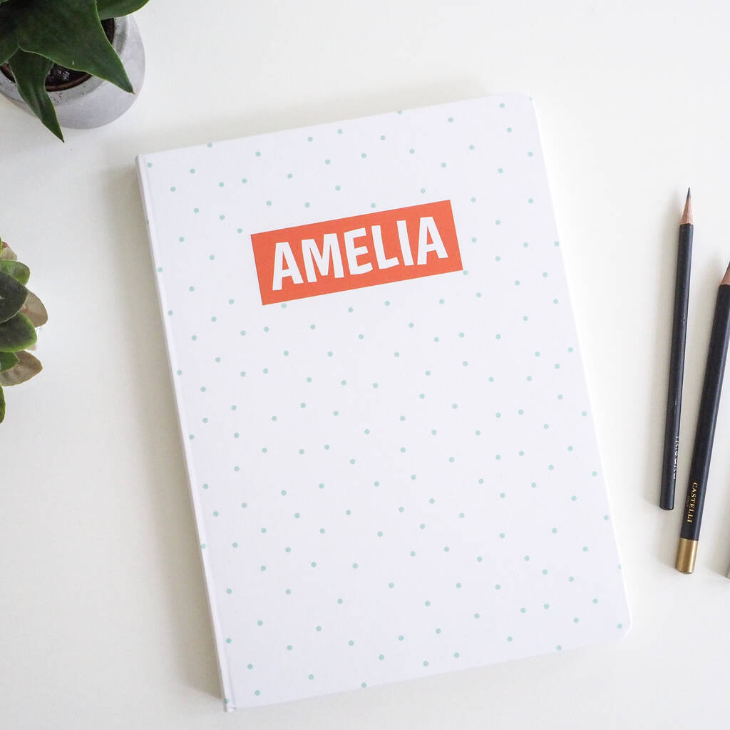 Personalised Dotted Name A4 Notebook By Proper Goose
