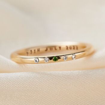9ct Gold Emerald And Diamond Personalised Wedding Ring, 2 of 8