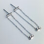 Sterling Silver Double Chain Loop Stud Earrings, thumbnail 2 of 6