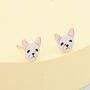 Cute French Bulldog Stud Earrings In Sterling Silver, thumbnail 5 of 10