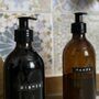 Pair Of Sustainable Amber Glass Kitchen Soap Dispensers, thumbnail 2 of 4