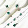 Emerald Oval Cut Three Stone Engagement Ring In Sterling Silver And Gold, thumbnail 5 of 12