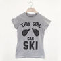 This Girl Can Ski Women's Skiing Slogan T Shirt, thumbnail 1 of 3