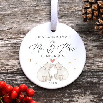 First Christmas Married Personalised Bauble, 5 of 6