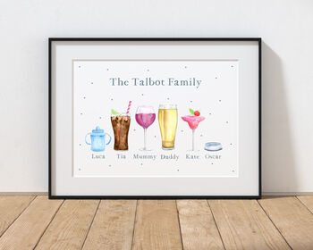 Personalised Family Drinks Print, 5 of 9