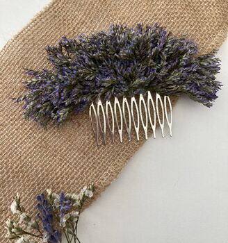 Dried Purple Limonium Flower Hair Comb, 3 of 4