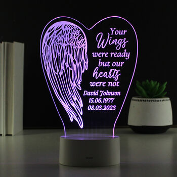 Personalised Angel Wings Memorial LED Light, 8 of 9