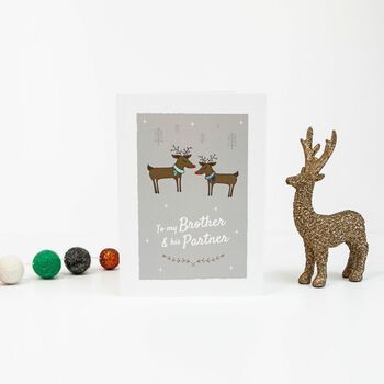 'To My Brother And Partner' Christmas Card Reindeer, 3 of 9