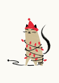 Naughty Cat Christmas Print, 2 of 4
